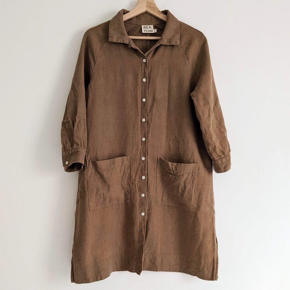 Beaton Linen Raglan Coat Dress XS
